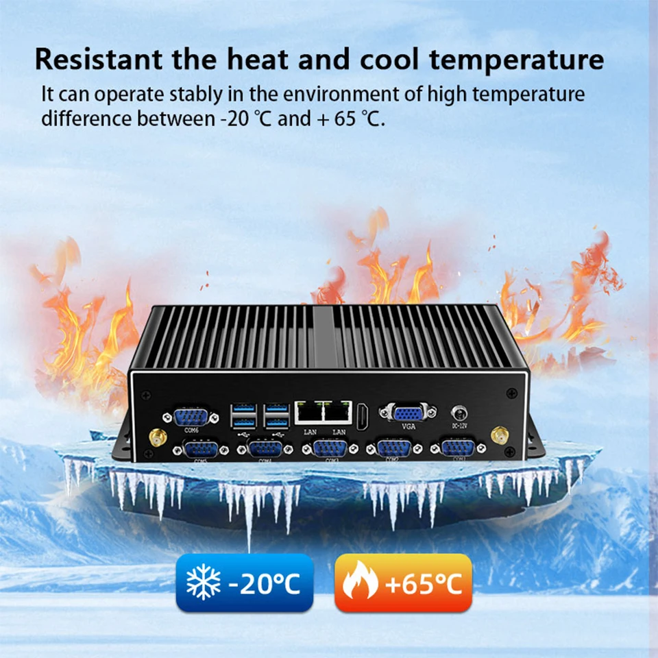 Intel Core I7-5500U I5-4200U Mini PC with 2xNIC LAN 6DB9 RS232 Support Linux Pfsense Computer for Industrial Windows10 Ready
