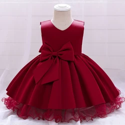 Toddler Big Bow Baby Girl Dresses Pink 1st Birthday Wedding Princess Party Kids Dress for Girls Bridemaid Christmas Prom Costume