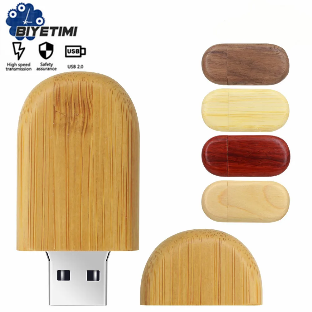 

Biyetimi-Unidad flash usb 2,0 de madera, pendrive de regalo creativo, 4GB, 8GB, 16GB, 32 GB, 64GB