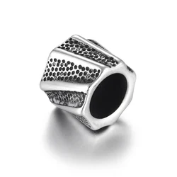 Stainless Steel Bead Twisted Polished 7mm Large Hole Metal Beads Charms for DIY Bracelet Jewelry Making Accessories