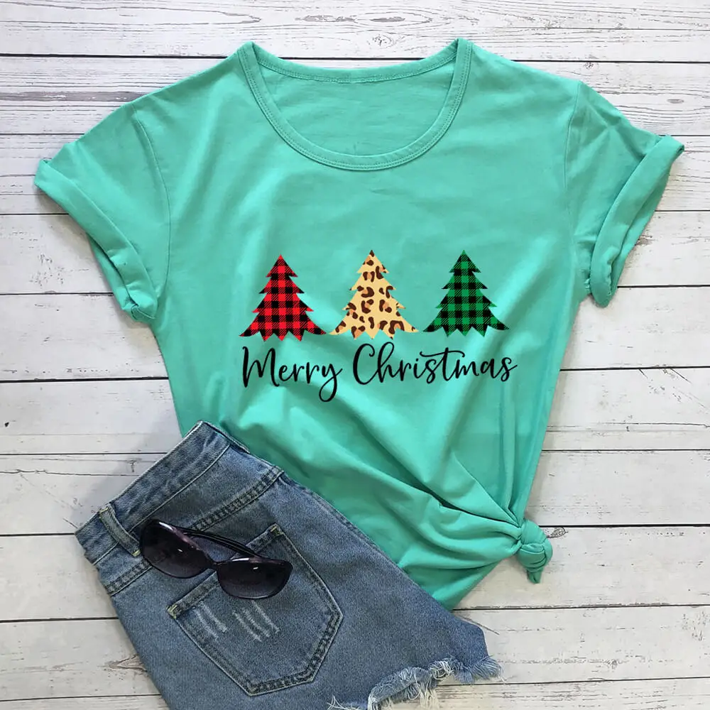 Christmas Tree Graphic Funny Christmas Shrit New Arrival Casual 100%Cotton Funny T Shirt Gift for Christmas