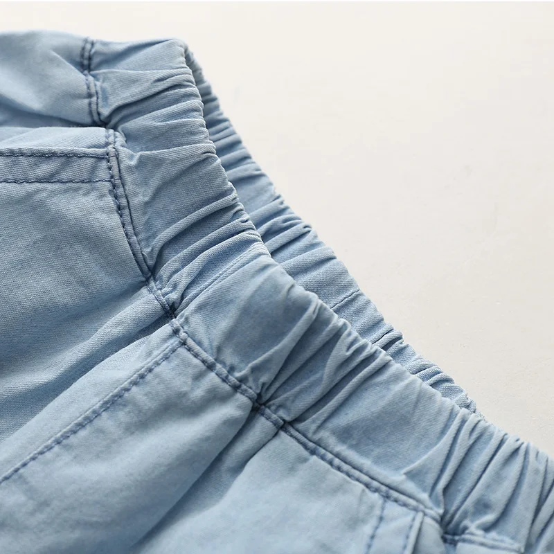 2025 الصيف عادية 2 3 4 سنوات 90-110 سنتيمتر طفل الأطفال الأزرق التطريز الأزهار القطن جيب الدنيم السراويل للأطفال الصغار الفتيات #4