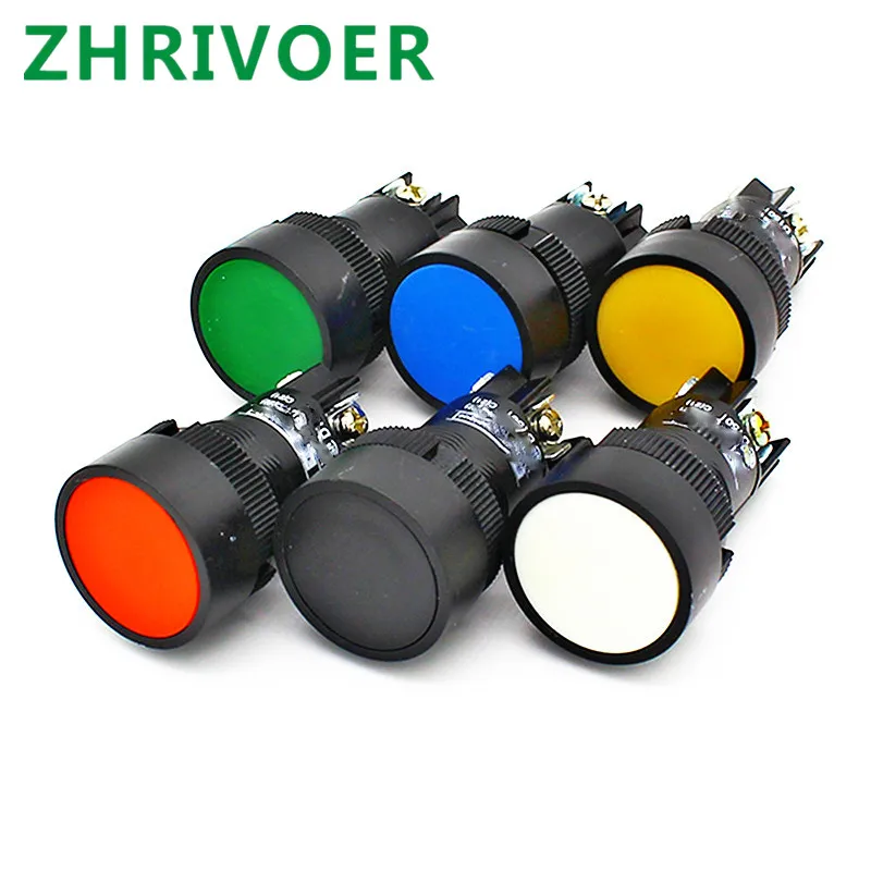 1Pcs 22Mm Momentary Push ปุ่มสวิทช์สีแดงสีเขียวสีฟ้าสีเหลืองสีดำสีขาวไม่มี XB2-EA142 XB2-EA131