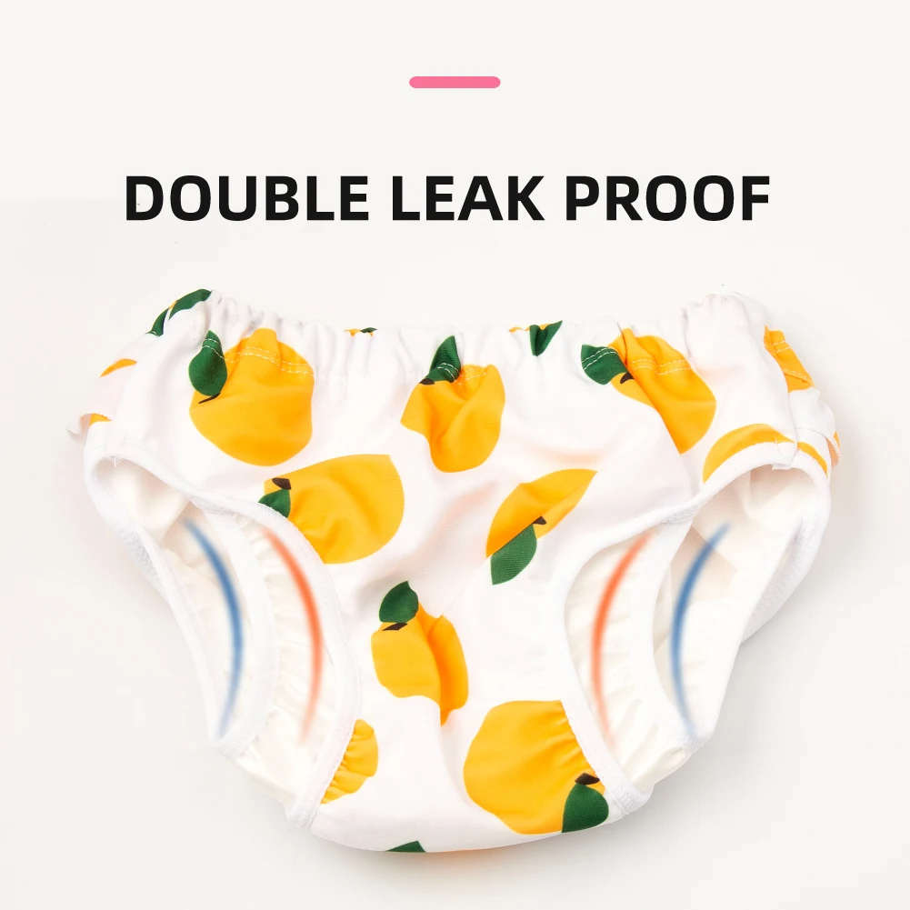 Happyflute 7-20Kg Soft Nappy Unisex Random Print Double Leak Baby Soft Swimming Pants 4Sizes Waterproof Reusable Cloth Diaper