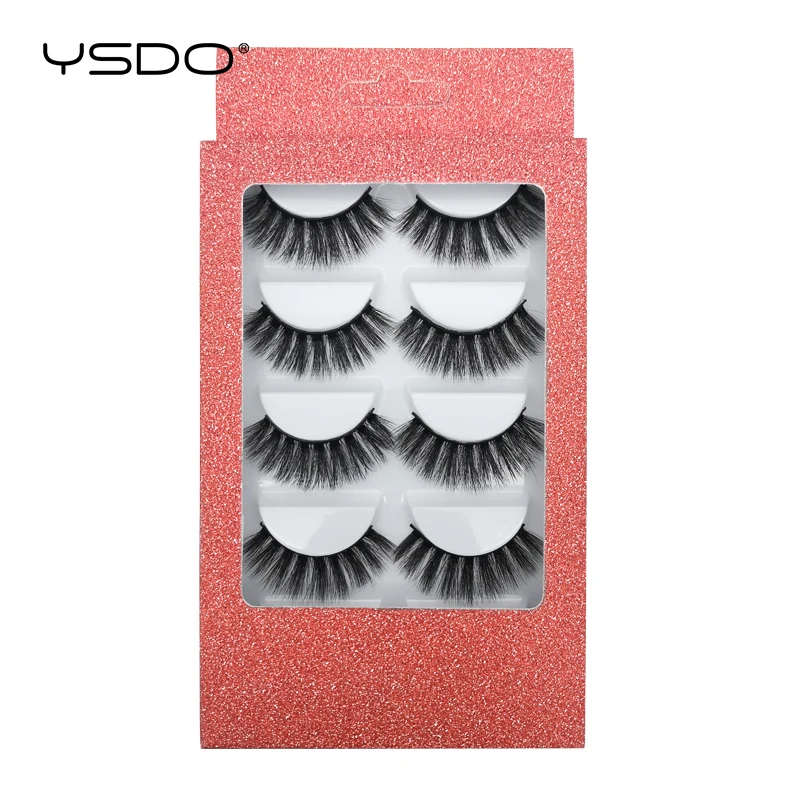 YSDO-Cílios Mink Dramáticos, Extensão dos Cílios Falsos 3D, Maquiagem Mink, Feitos À Mão, Fofo, Natural, 5 Pares