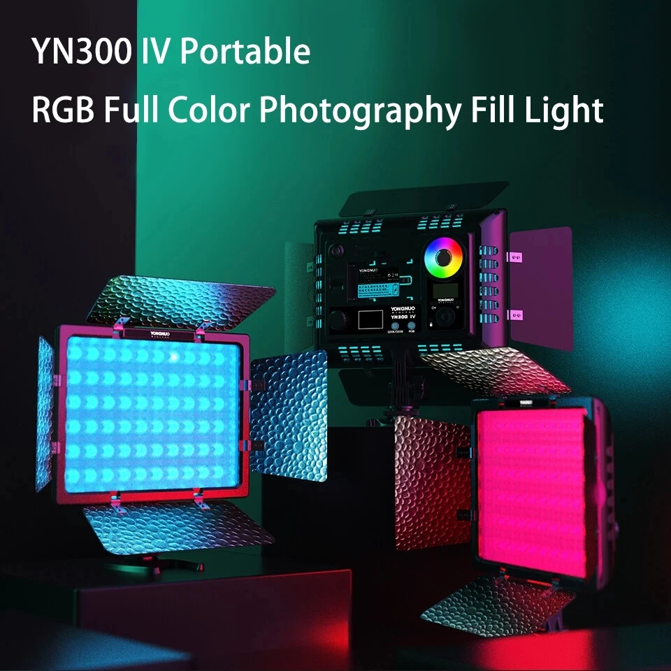 YONGNUO YN300IV LED RGB Full-Color Fill Light 3200K-5600K LED Camera Video Light with AC Adapter for Studio Video Photography