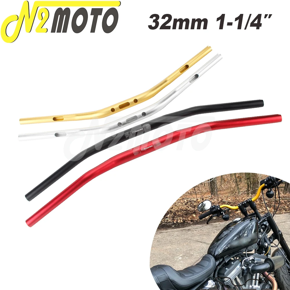 4 Color Motorcycle Hamdlebar Bars 1-1/4 '' MX Handlebars With 1″ End Handlebar for Harley Dyna FXD Softail Road King Street Bob