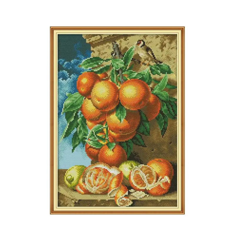 Orange cross stitch kit aida 14ct 11ct count print canvas cross stitches   needlework embroidery DIY handmade