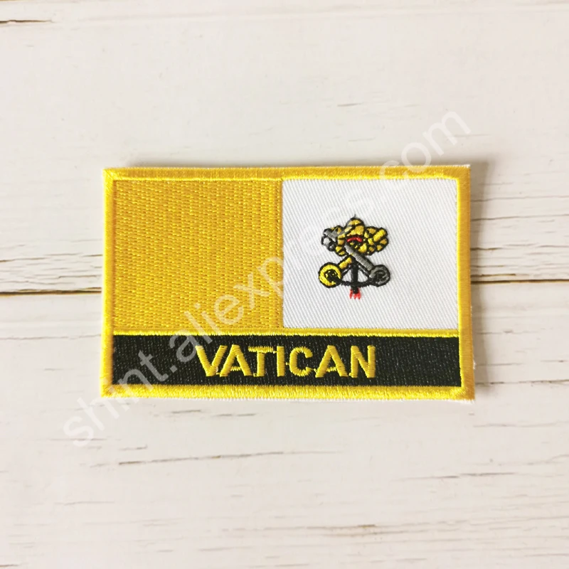 Vatican City National Flag Embroidery Patches Badge Shield And Square Shape Pin One Set On The Cloth Armband Backpack Decoration