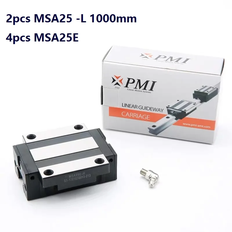 

2pcs origial Taiwan PMI MSA25 -L 1000mm linear guide + 4pcs MSA25E flange carriage blocks for CNC router