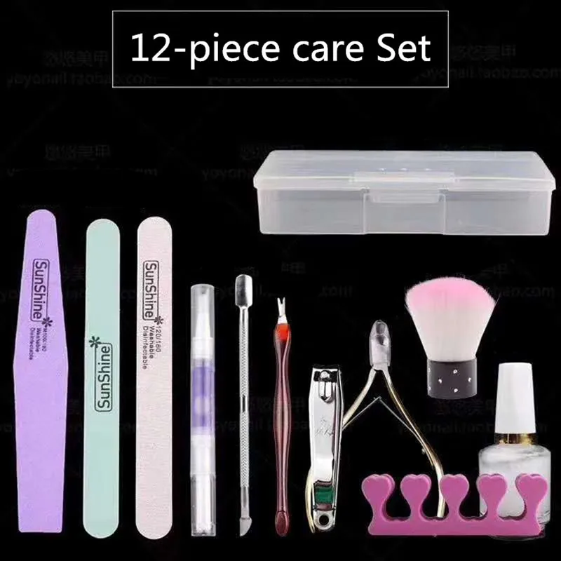 

New 12 piece tool for one set nail gel art nail tools nail clipper rainbow scissors nail salon supplies and tools