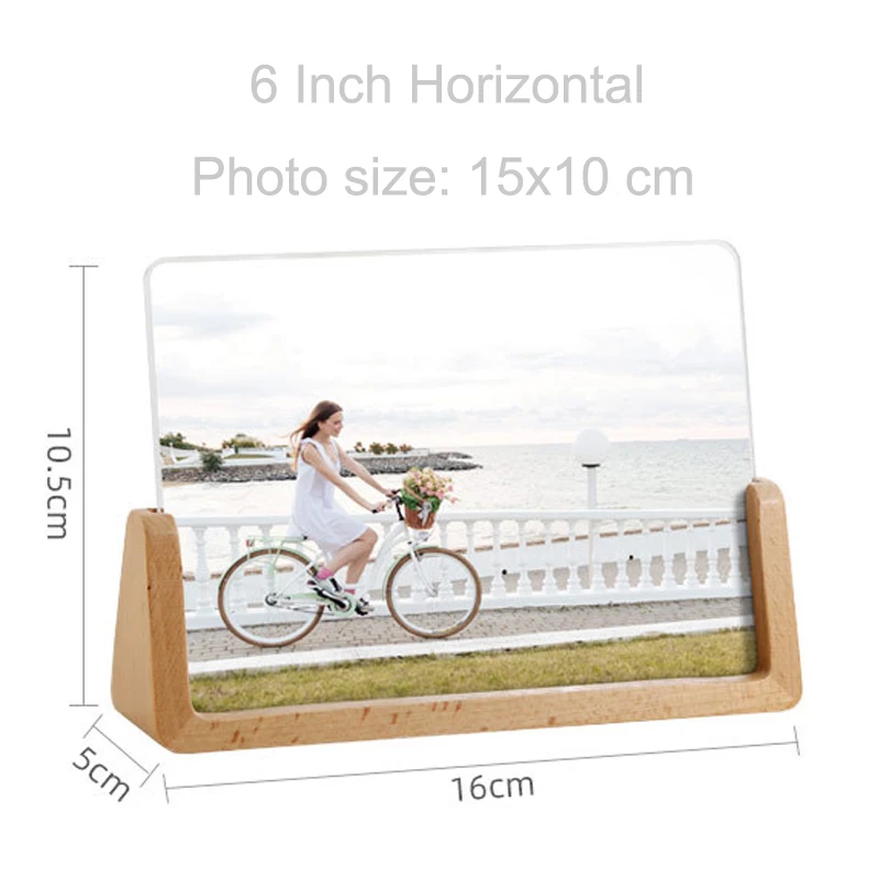 Creative European Solid Wooden Photo Frame Innovative 6 Inch 7 Inch Acrylic U Shaped Photo Holder Frame Home Desk Decoration