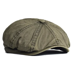 ล้างผ้าฝ้าย Newsboy หมวก Peaky แปดเหลี่ยมหมวก Vintage Casual หมวก Berets Visor Gatsby แบน Ivy หมวก