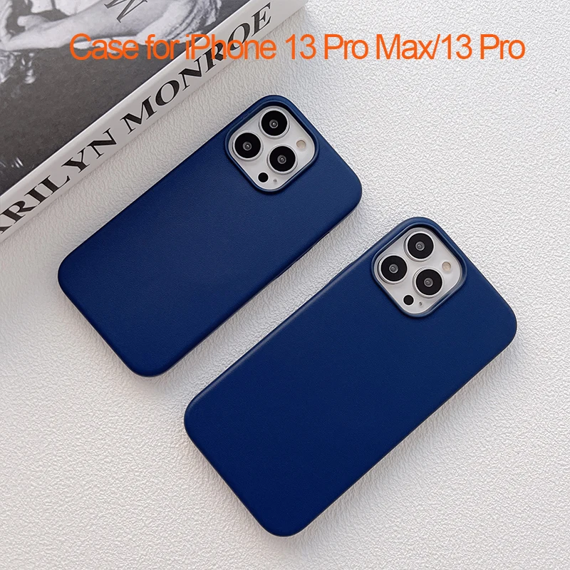 Soft Leather Case for iPhone 13 Pro Max Luxury Business High Quality Magnetic Artificial Back Cover for iPhone 13 Pro Blue Color