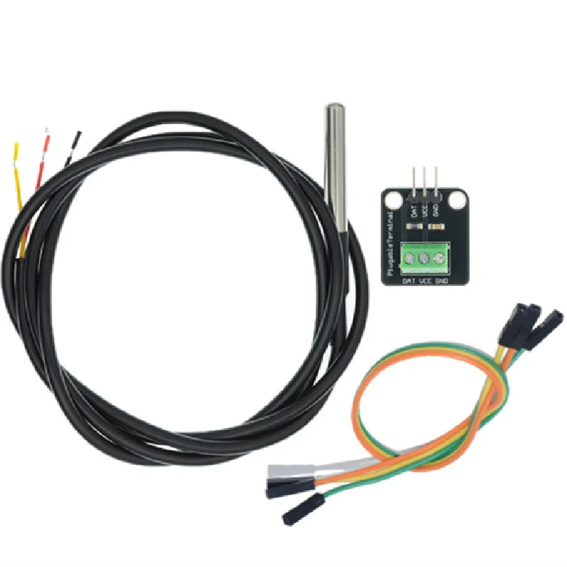 DS18B20 Temperatuur Sensor Module Kit Waterdichte 100Cm Digitale Sensor Kabel Roestvrij Stalen Sonde Terminal Adapter Voor Arduino