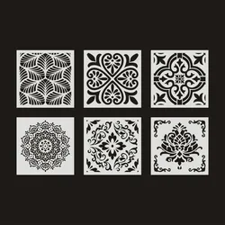 Mandala stencils para decoração, 15x15cm, desenho do modelo, corte a laser, parede, azulejos, 1pc