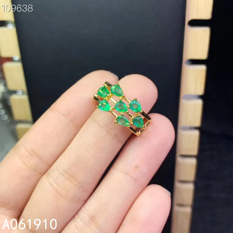 

KJJEAXCMY Boutique Jewelry 925 Sterling Silver Inlaid Natural Emerald Female Water Drop Ring Got Engaged Marry Party Birthday