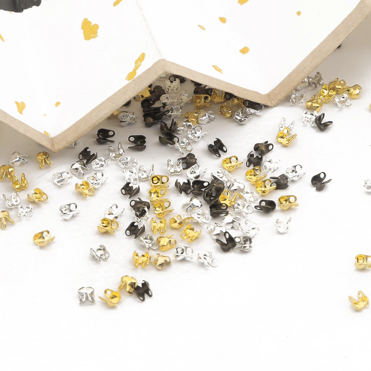 100pcs 2.5x4mm  Jewelry Finding Gold Silver Plated End Crimps Beads Ball Chain Connector Clasp Findings