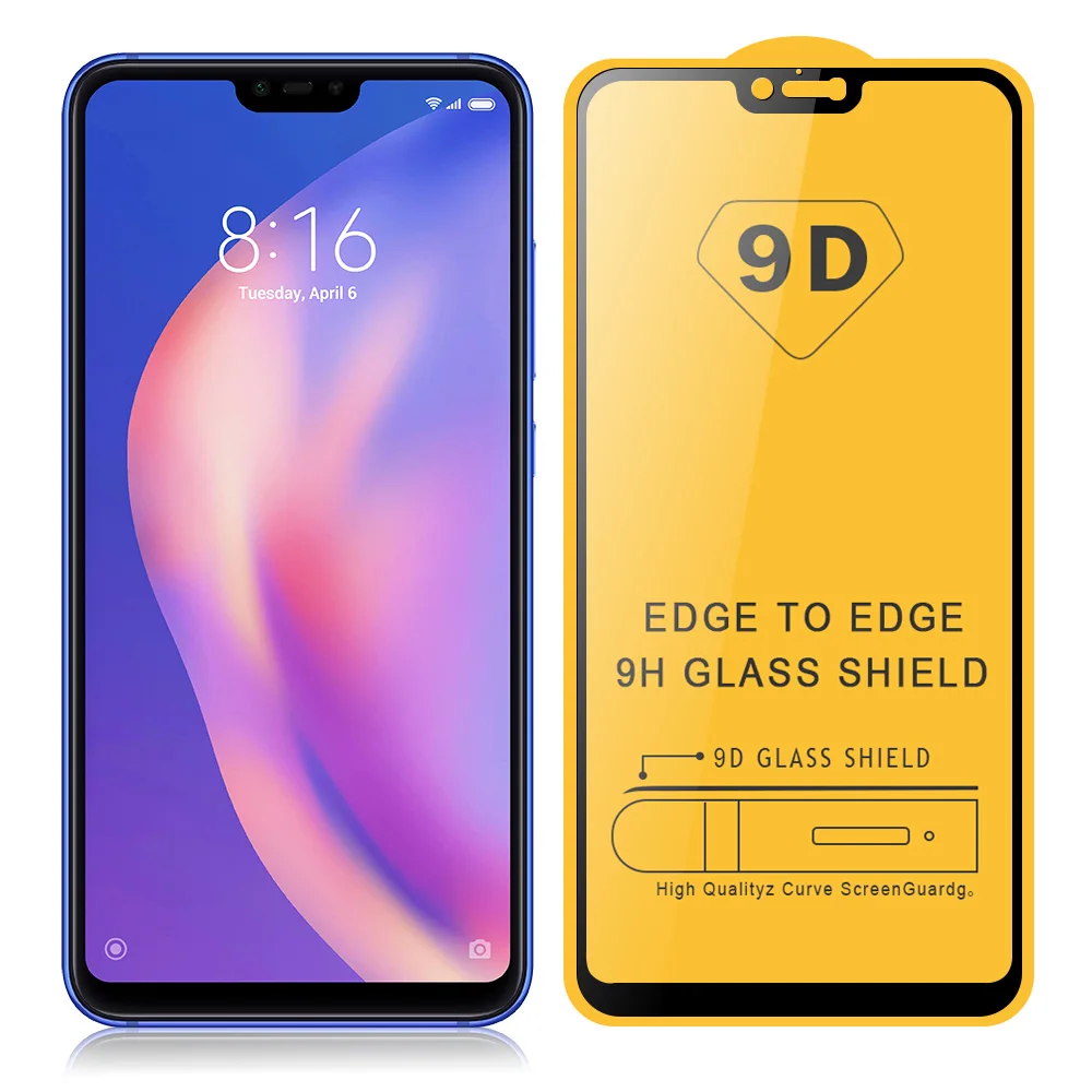 Verre de protection 9D pour Xiaomi Mi 8 Lite 9H, protecteur d'écran, film anti-pression VPN