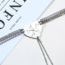 5 Pcs/Set Customize BFF Family Name Necklaces for Women Stainless Steel Love Heart Puzzle Pendant Friendship Gifts Jewelry