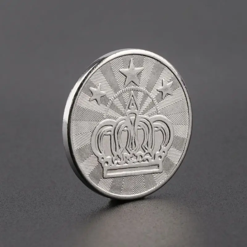 10pcs 25*2mm Game Token Stainless Steel Arcade Game Coin Pentagram Crown Tokens for Arcade Game Machine Drop Shipping