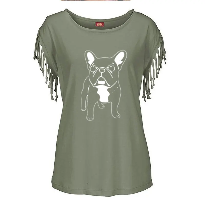 Maglietta con stampa bulldog francese in cotone da donna estiva 2019 maglietta da donna casual con stampa cane t-shirt da donna a manica corta con