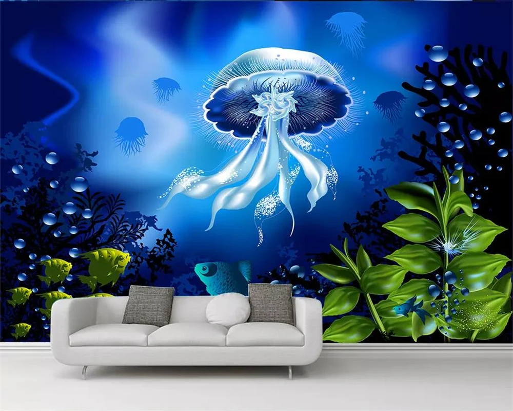 3DBEIBEHANG Custom wallpaper murals fashion 3D underwater sea world jellyfish living room TV background wall decorative painting