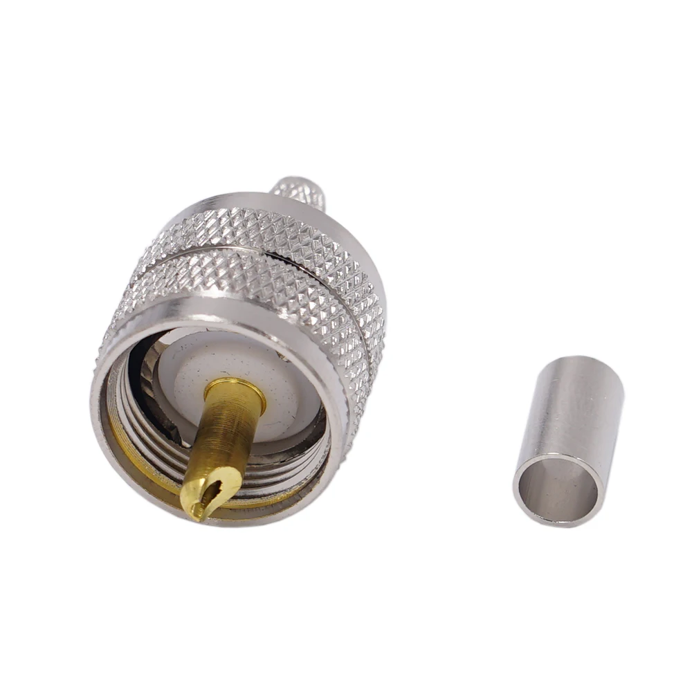 1Pcs UHF PL259 Male Plug Crimp RG58 RG142 LMR195 RG400 Coaxial Cable Straight Connector