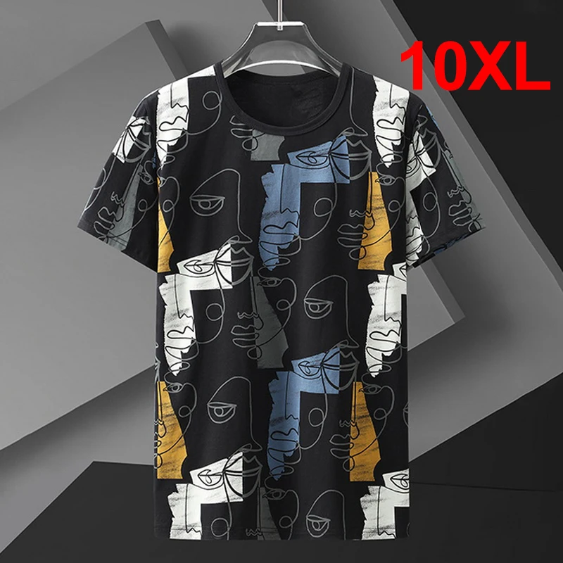 Plus Size 10XL Tshirts Men Oversize Tees Tops Summer Baggy T-shirts Male Streetwear Fashion Abstract Painting Short Sleeve HA073