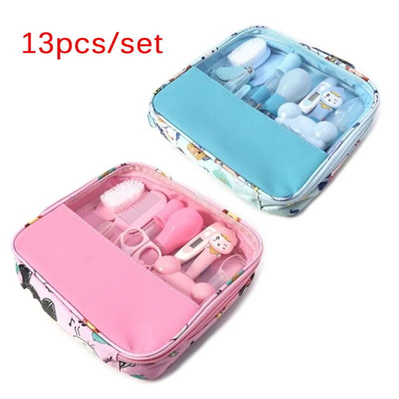13pcs/Set Multifunction Healthcare Accessories Newborn Baby Kids Nail Hair Health Care Thermometer Grooming Brush Kit