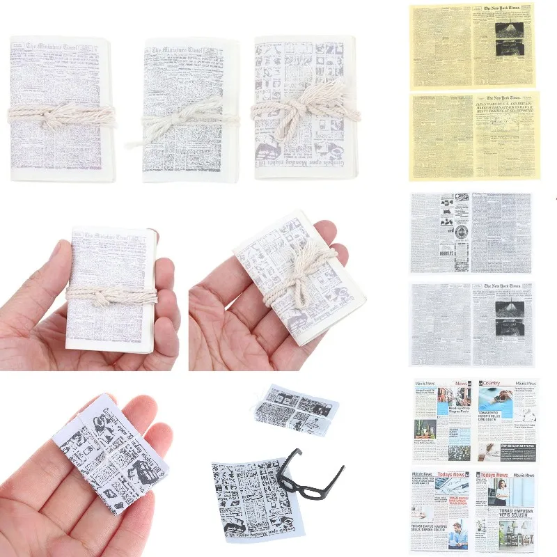 1:12 Dollhouse Miniature Mini Newspaper Glasses Magazines Books Model Furniture Toy Accessories