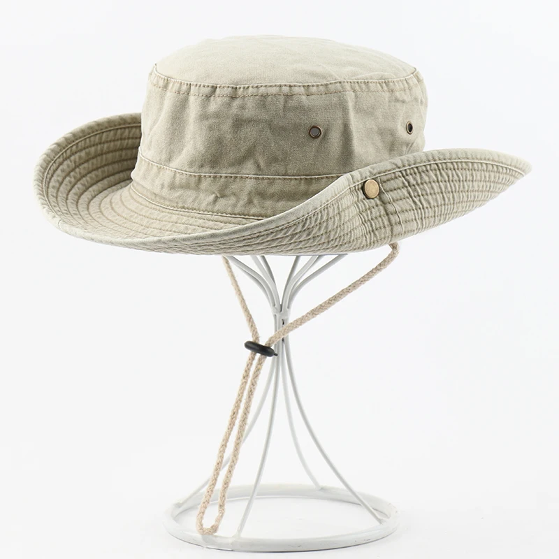 CAMOLAND 100% Cotton Boonie Hat Women Men Summer UPF 50+ Sun Hats Men Bob Panama Caps Fishing Hats Female Washed Beach Hat