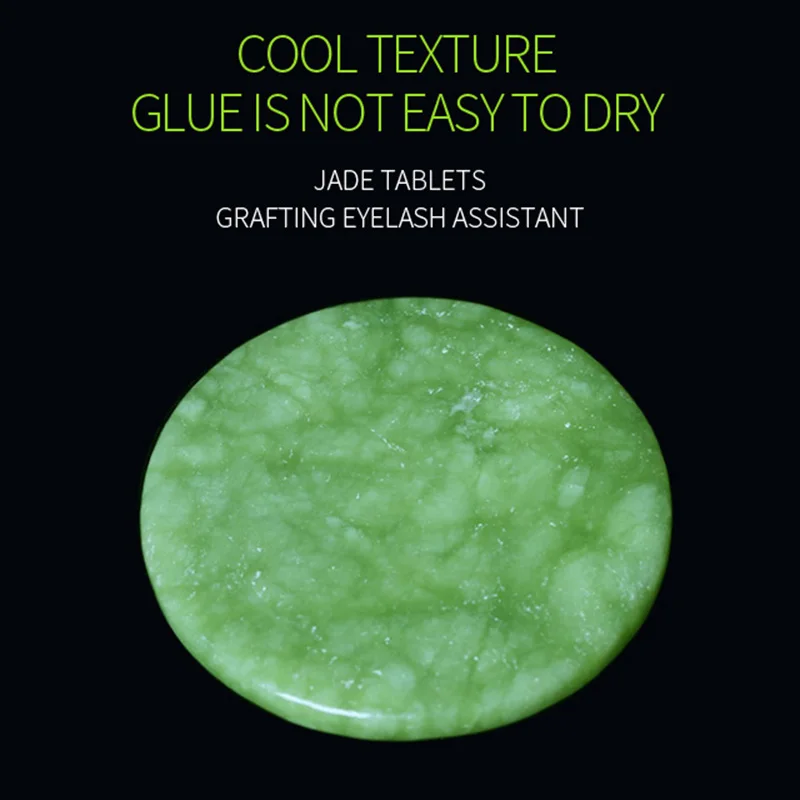 Eyelashes Extension Jade Stone Green Glue Lashes Jade Stone False Eye Lashes Glue Pad Adhesive Holder Useful Make Up Tools