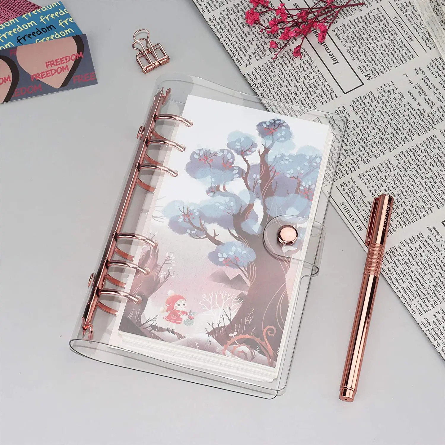 A6 Transparent PVC Notebook Cover Loose Diary Coil Ring Binder Filler Paper Planner Receipt Bag Card Storage Agenda for School