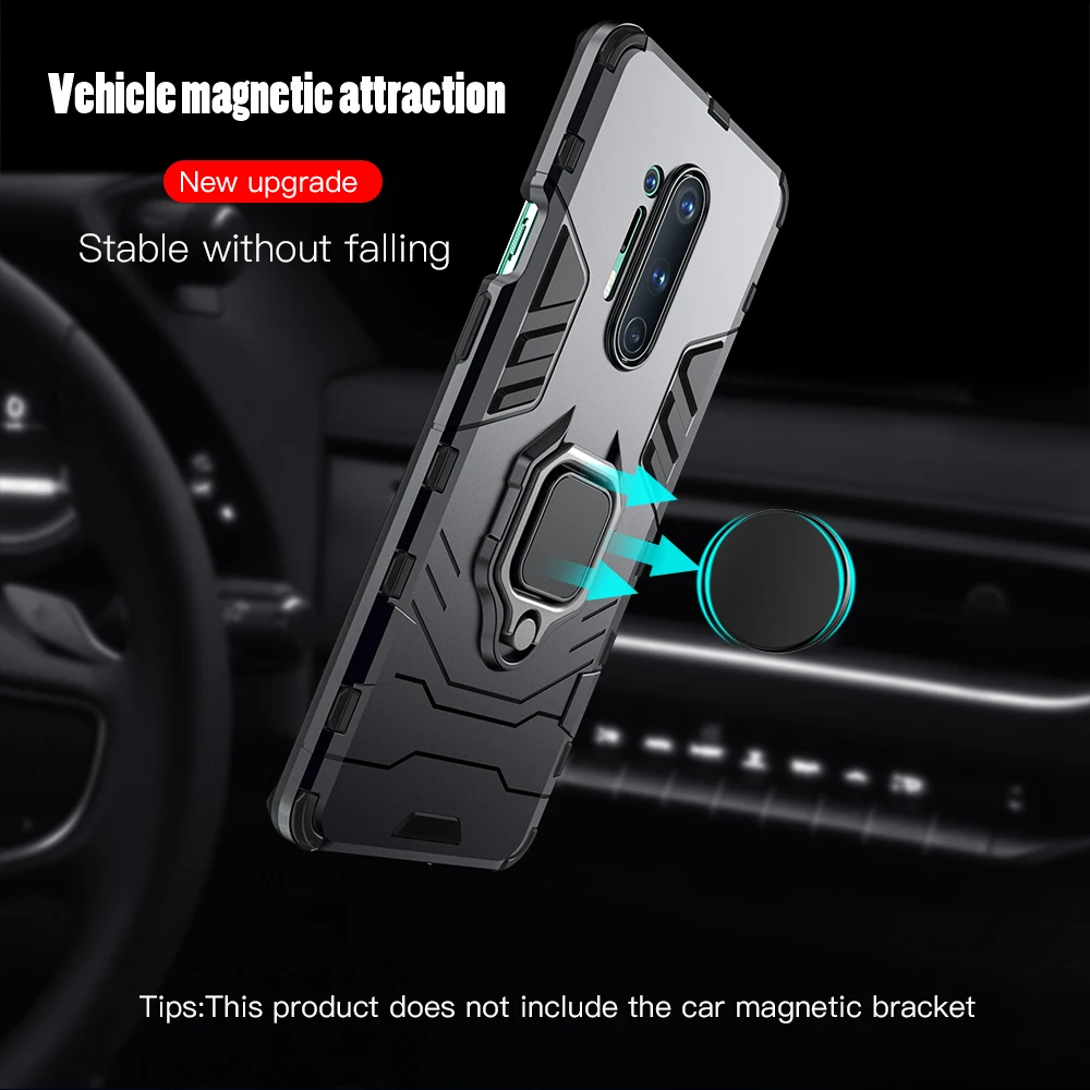 Keysion caso armadura à prova de choque para oneplus 8 pro suporte do carro anel magnético volta telefone capa para oneplus 8 pro 7 pro 6t 7t pro 7t