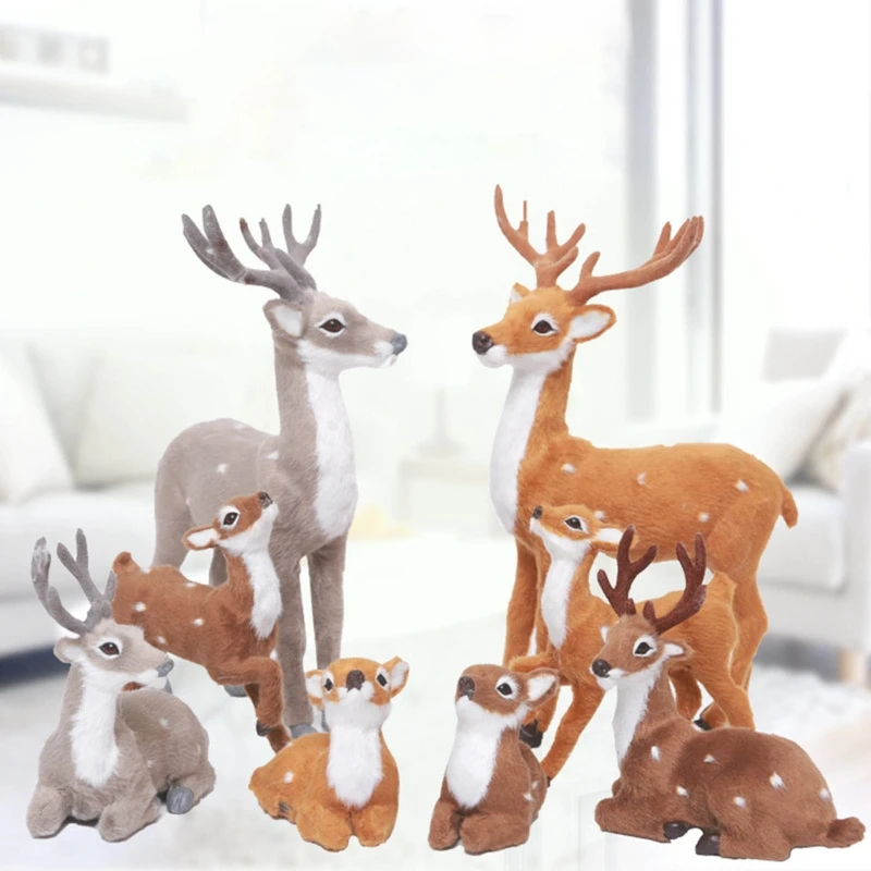 Figura de Reno de Navidad para niños, juguete de simulación de Navidad, Elk, ciervo, adorno para fiesta de año nuevo, decoración del hogar, accesorios de fotografía