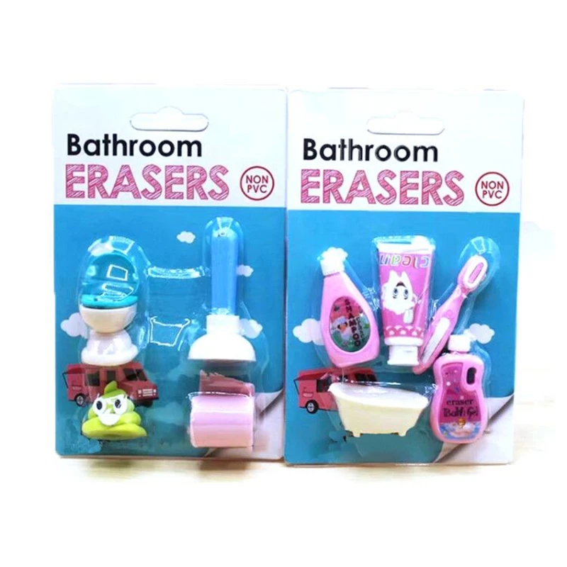 Bathtub Shampoo Rubber Pencil Eraser Stationery for Bathroom Erasers Rubber Gift Student Kawaii Reward Toy