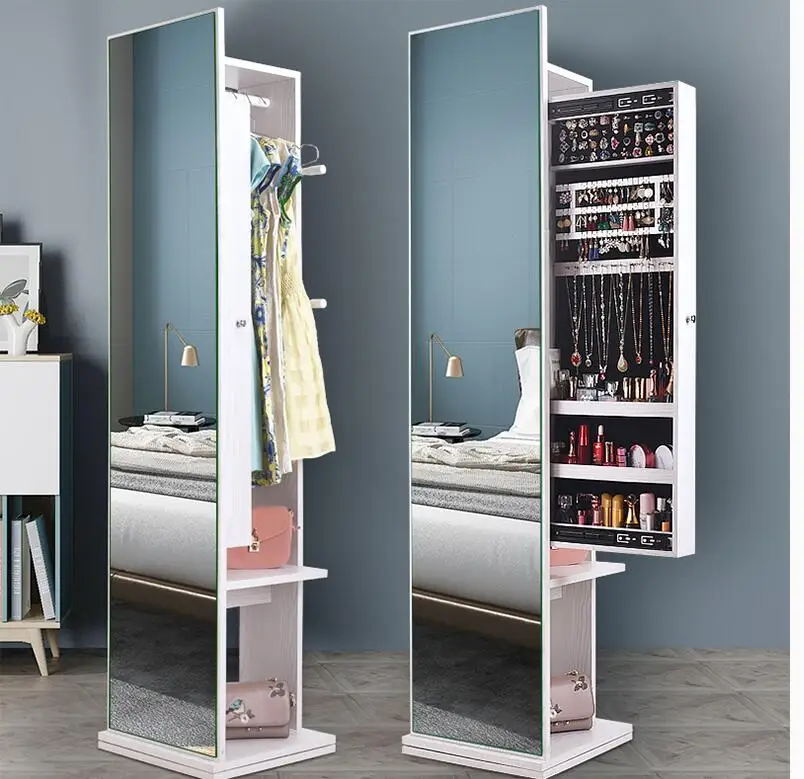 Clothes Mirror Cloakroom All-body Ground Mirror Simple Modern Living Room Receiving Cabinet Multifunctional Rotary Testing Mirro