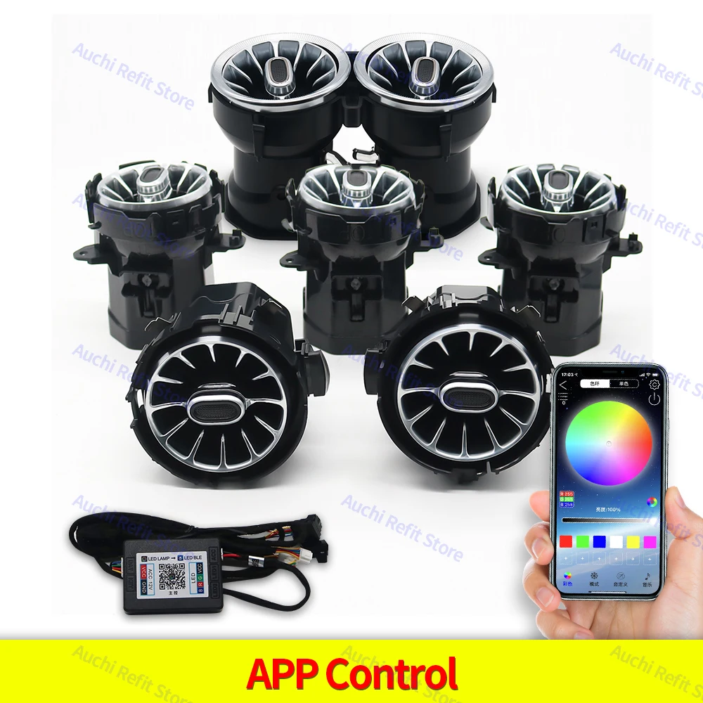 FÜHRTE Umgebungs Licht Vents Für Mercedes Benz C Klasse W205 W213 W156 W117 W176 Bluetooth APP Control Auto Düse Turbine air Outlet