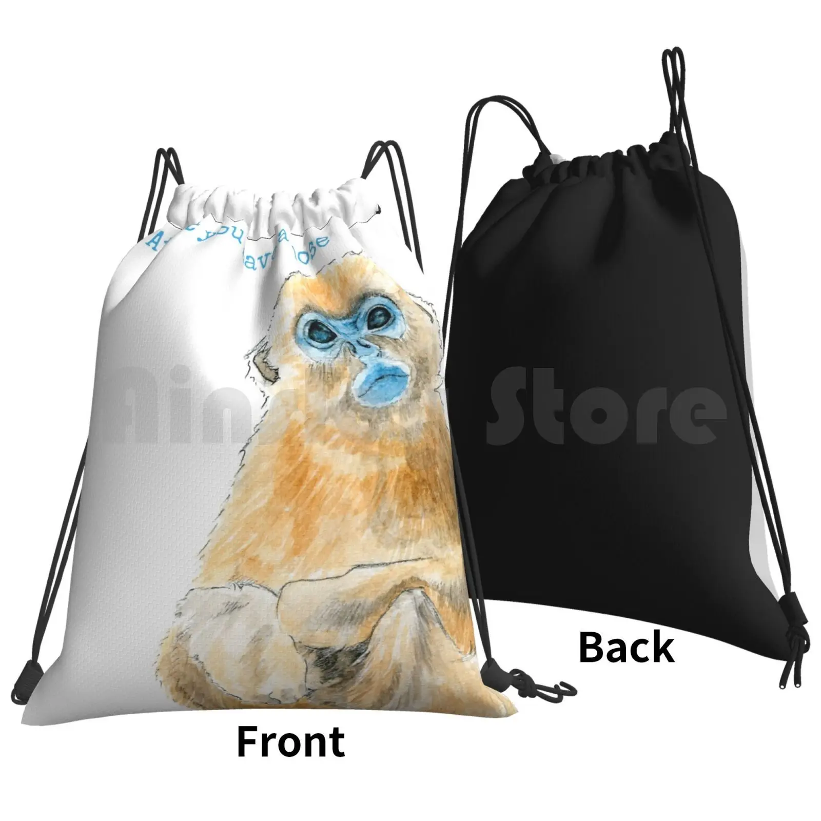 Good News From A Golden Snub Nosed Monkey Backpack Drawstring Bags Gym Bag Waterproof Good News Get Well Monkey Golden