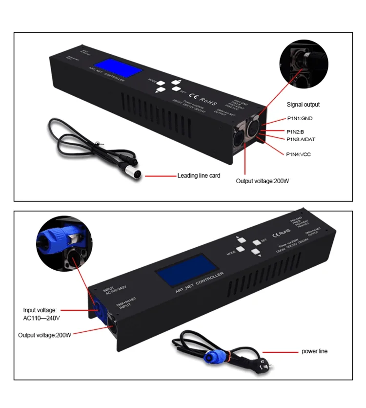 AC110-220V Build-in Power Supply Artnet controller ; output(4  universes /680 pixels/one port)for SK6812 WS2812 LED Strip view 6