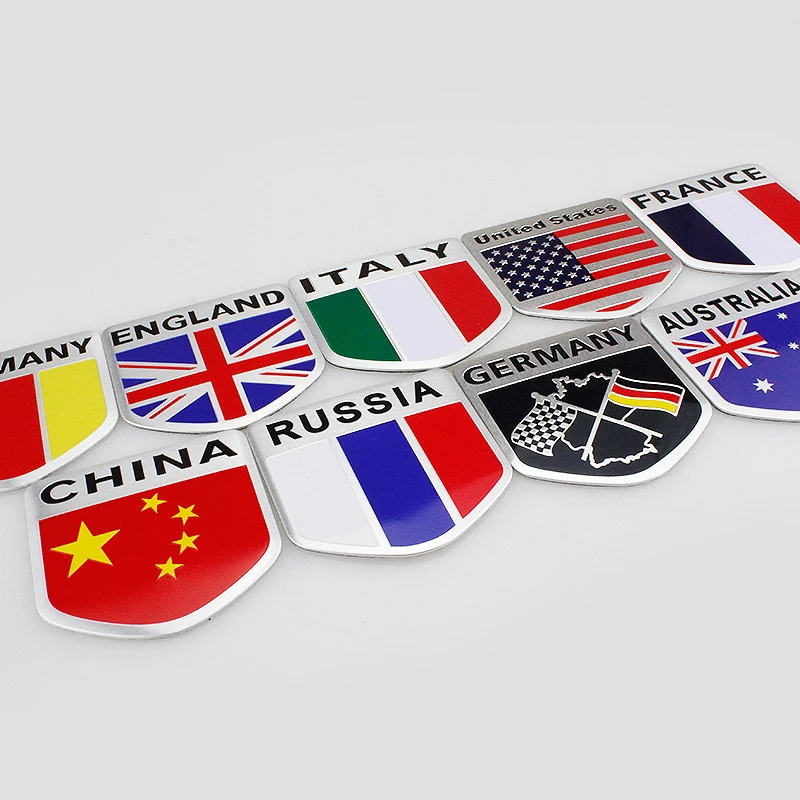 Window Decals Flags Badge Car Body Sticker Shield Styling 1 pcs Car Stickers German/UK/US/Russia/Australia/France/Italy