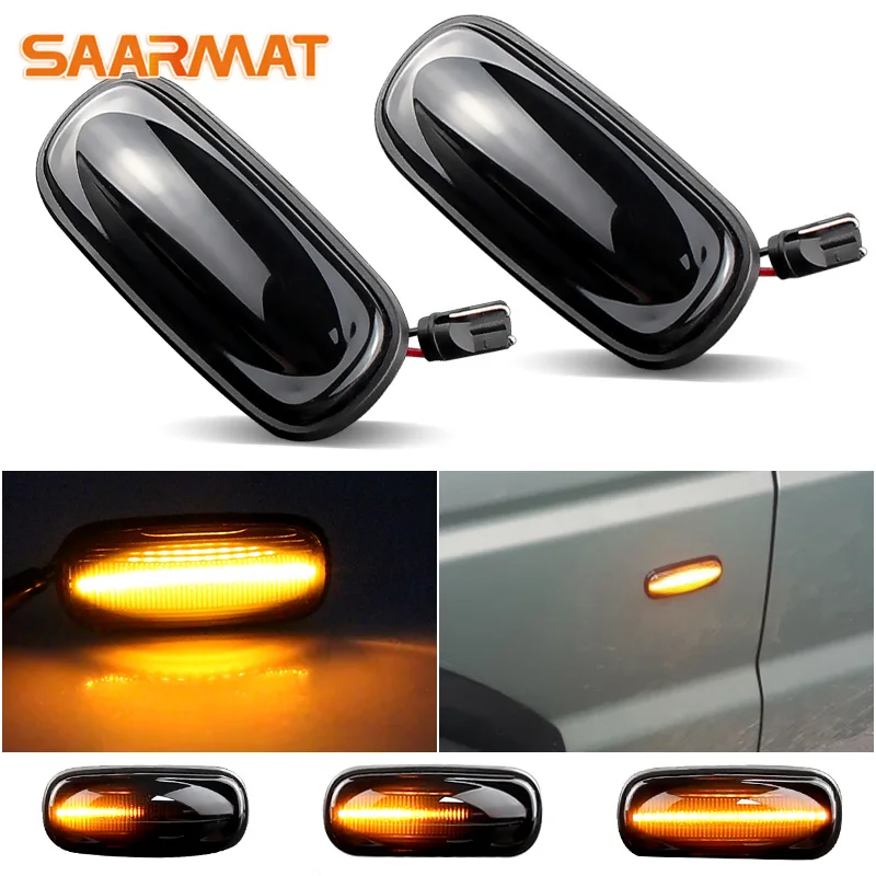 

2pcs Smoke Lens Dynamic Flowing Water Turn Signal Light Repeater Indicator Light For Land Rover Discovery Freelander Defender