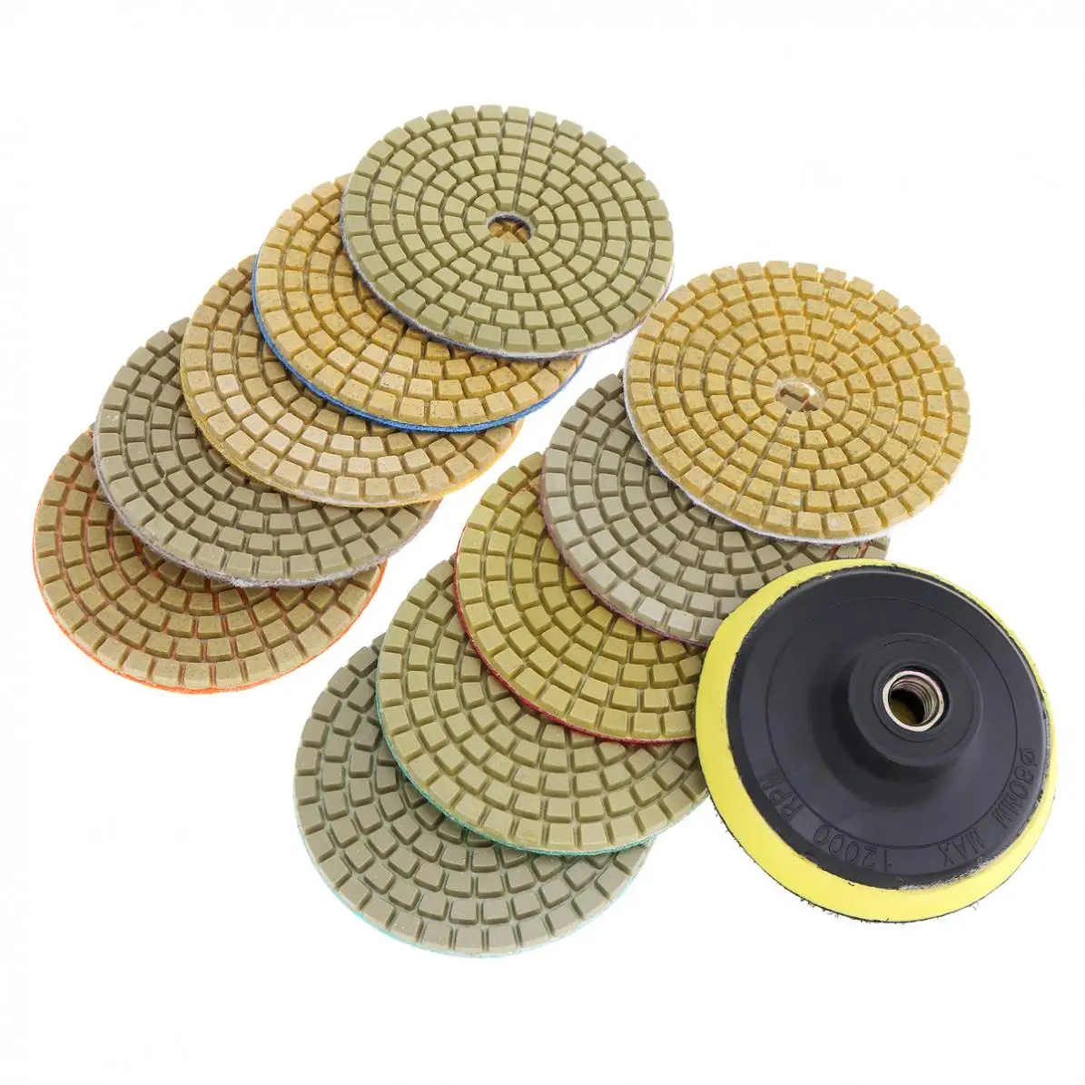 

10pcs 3 Inch Flexible Wet Stone Polishing Disc with Sticky Plate for Diamond / Marble / Granite New