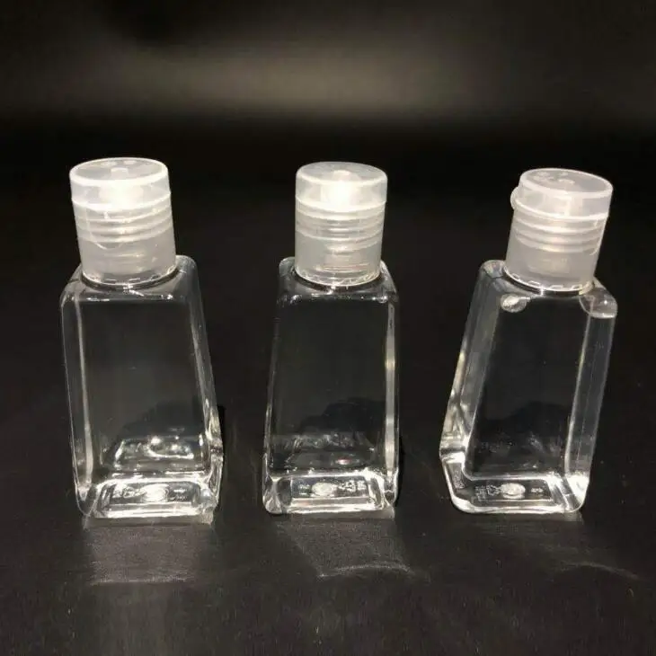 30ML Lege Handdesinfecterend PET-fles met Flip Cap Trapeziumvorm Make-up Remover Vloeibare Monsterflessen LX1880