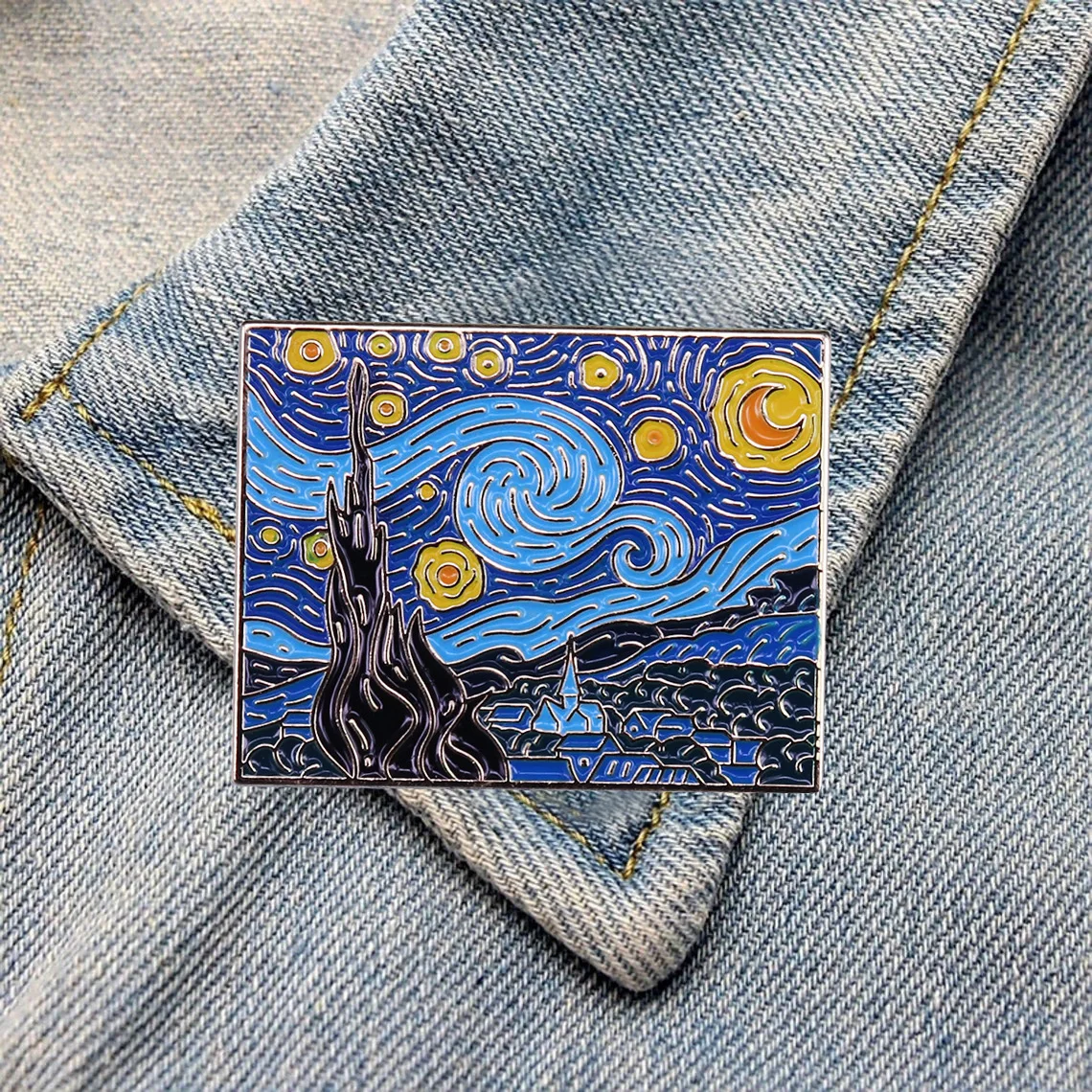 DZ642 Van Gogh Art Hard Enamel Pins Women Men Badge Backpack Collar Lapel Collection Jewelry Gifts