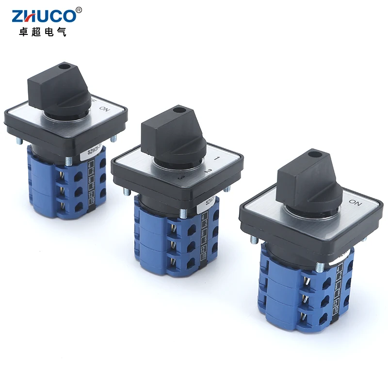 ZHUCO SZW26/LW26-20 20A 660V  64X64 mm 48X48 mm Panel mount 3 Poles 12 screws Power Knob Selection Cam Rotary Changeover Switch