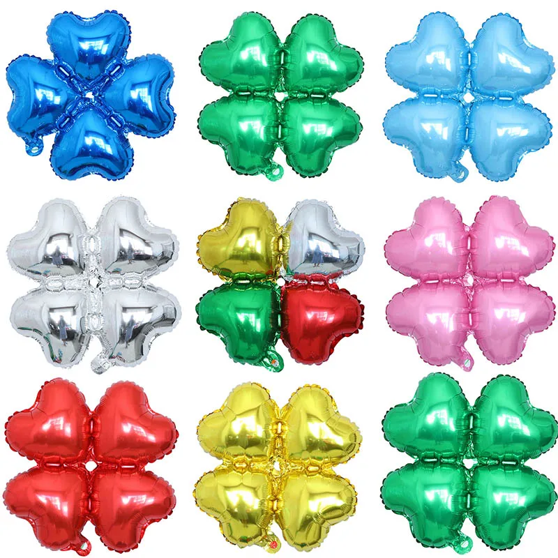 10pcs/lot Hot 4 Petals 18inch Aluminum Foil Balloon Four Leaf Clover Ballon Building Column Arch for Wedding Decor Globos Love