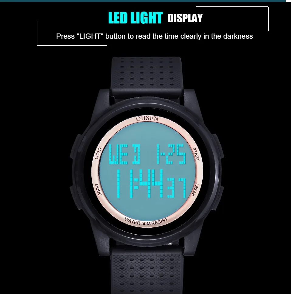 Digital Sport Watches for Men Women Fashion Waterproof Electronic LED Couple Watches Ultra Thin Black Silicone Ladies Watch Gift