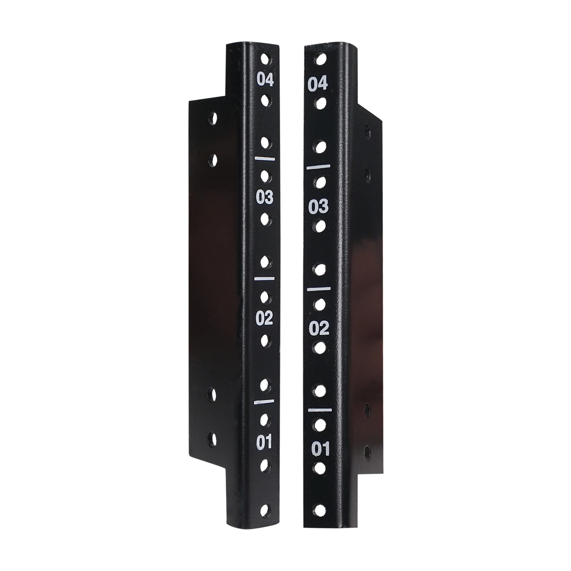 Sound Town-paquete de 2 rieles de acero 4U, con acabado recubierto de polvo negro y tornillos (ST-RR-04U)